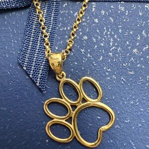 paw necklace 18" real 18k gold